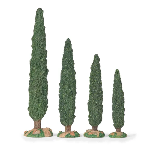 10"H 4pza Set Arbol de Cypress, Escala 5 pulgadas