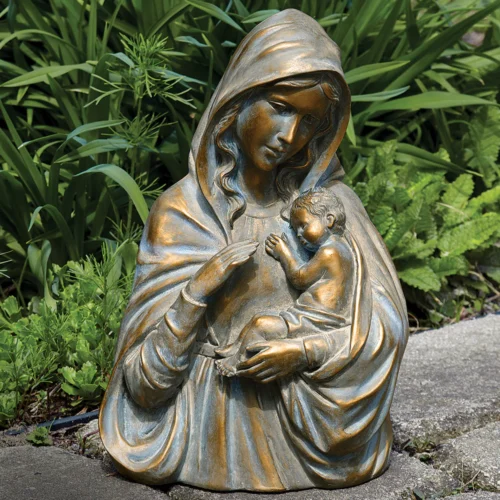 Virgen Con Niño Jesús De Resina 36cm