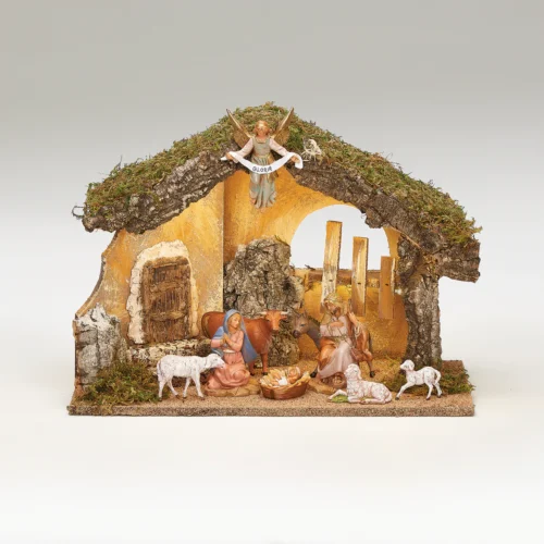 Nacimiento Fontanini 9 Pza Con Establo Luz Led, Escala 5inch